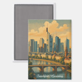 Frankfurt Deutschland Skyline Vintage Travel Magnet (Vorderseite/Rückseite)