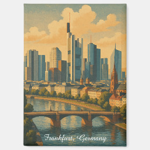 Frankfurt Deutschland Skyline Vintage Travel Magnet
