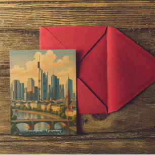 Frankfurt Deutschland Skyline Vintage Travel Postkarte