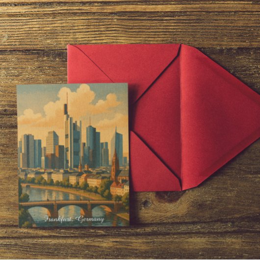 Frankfurt Deutschland Skyline Vintage Travel Postkarte