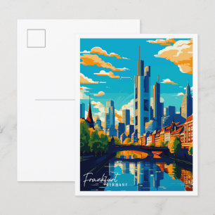 Frankfurt Deutschland Vintage-Reiseillustration Postkarte