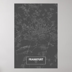 Frankfurt, Deutschland (weiß auf Schwarzem) Poster