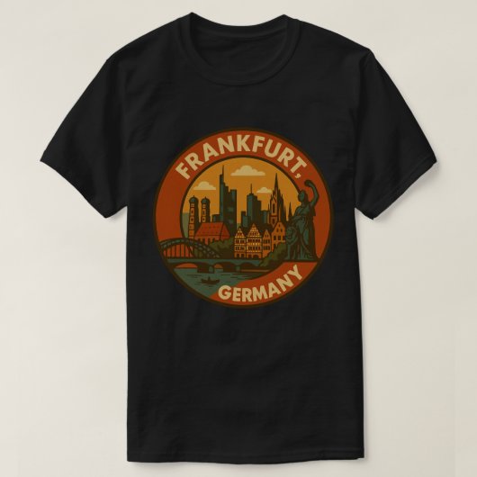 Frankfurt German Skyline T-Shirt (Design vorne)