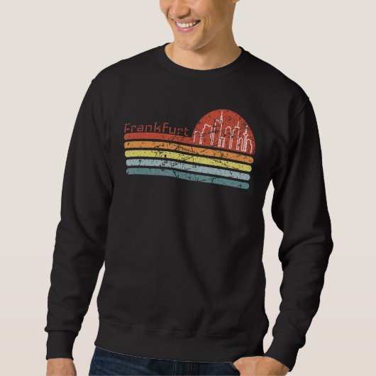 Frankfurt Retro Style Skyline Vintage Motiv Sweatshirt (Vorderseite)