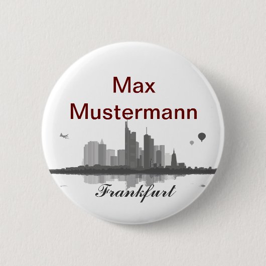 Frankfurt Skyline Button / Anstecker / Pin (Vorderseite)