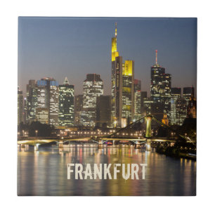 Frankfurt Skyline Deutschland Vintag Souvenirgesch Fliese