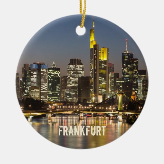 Frankfurt Skyline Deutschland Vintag Souvenirgesch Keramik Ornament (Vorne)