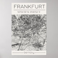 Frankfurt Stadtplan Poster Moderne Minimale Stadt