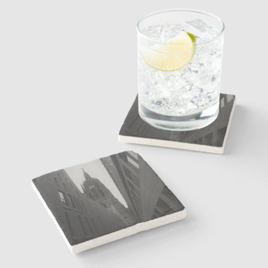 Frankfurter Kathedrale Schwarz-Weiß-Untersetzer Steinuntersetzer (Seitenansicht)