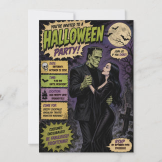 Franki & Morticia Halloween-Party-Einladung Einladung