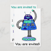 Frankie Robot: Blau auf Weiß Einladung (Vorne/Hinten)