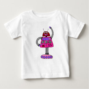 Frankie Robot: Rosa auf Weiß Baby T-shirt