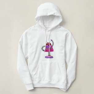 Frankie Robot: Rosa auf Weiß Hoodie
