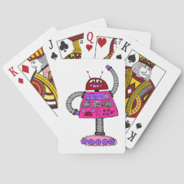 Frankie Robot: Rosa auf Weiß Spielkarten
