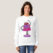 Frankie Robot: Rosa auf Weiß Sweatshirt (Vorne ganz)