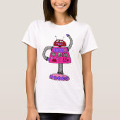 Frankie Robot: Rosa auf Weiß T-Shirt (Vorderseite)