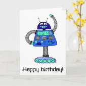 Frankie Roboter: Blau auf Weiß Karte (Gelbe Blume)