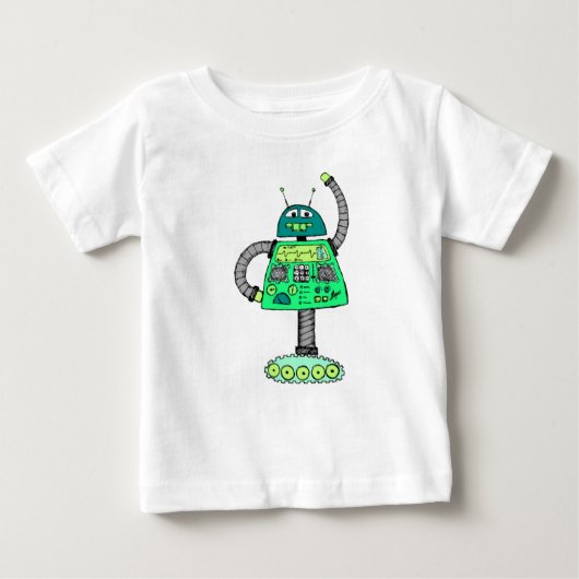 Frankie Roboter, grün auf weiß Baby T-shirt (Vorderseite)