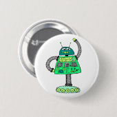 Frankie Roboter, grün auf weiß Button (Vorne & Hinten)
