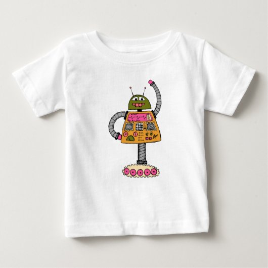 Frankie Roboter, orange auf weiß Baby T-shirt (Vorderseite)
