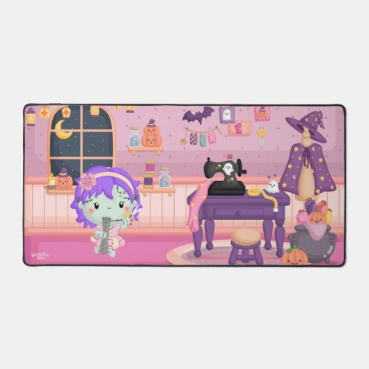 Frankie The Fabric Monster Seamstress Mouse Pad Schreibtischunterlage (Vorderseite)