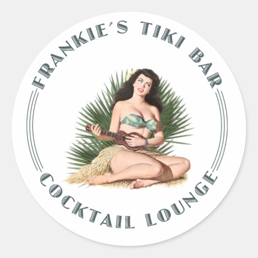 Frankie's Tiki Bar Hula Girl Runder Aufkleber (Vorderseite)