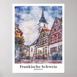 Frankische Schweiz Deutschland Travel Watercolor Poster