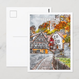 Frankische Schweiz Deutschland Travel Watercolor Postkarte