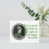 Franklin Beer Quote Postkarte (Stehend Vorderseite)