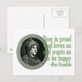 Franklin Beer Quote Postkarte (Vorne/Hinten)