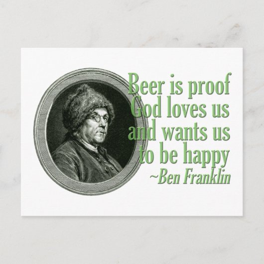 Franklin Beer Quote Postkarte (Vorderseite)