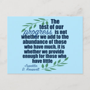 Franklin D. Roosevelt Inspirational Progress Quote Postkarte