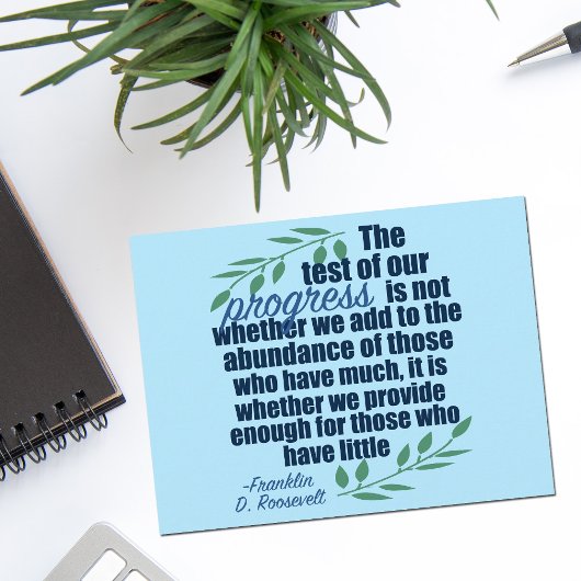 Franklin D. Roosevelt Inspirational Progress Quote Postkarte