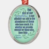 Franklin D. Roosevelt Inspirational Progress Quote Silbernes Ornament (Links)