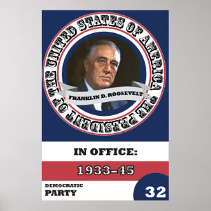 Franklin D. Rooseveltpräsidentengeschichte Retro Poster