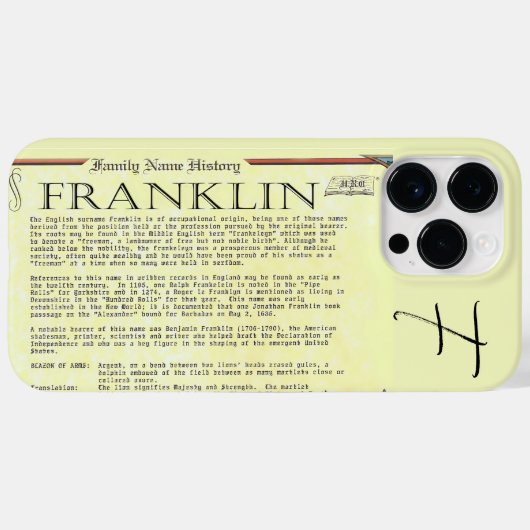 Franklin History Name Iphone Case (Rückseite (Horizontal))