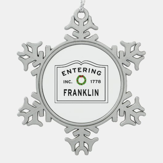 Franklin Massachusetts Schneeflocken Zinn-Ornament (Vorderseite)