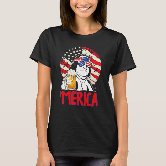 Franklin Merica 4. Juli Merica Men Boys Ameri T-Shirt (Vorderseite)