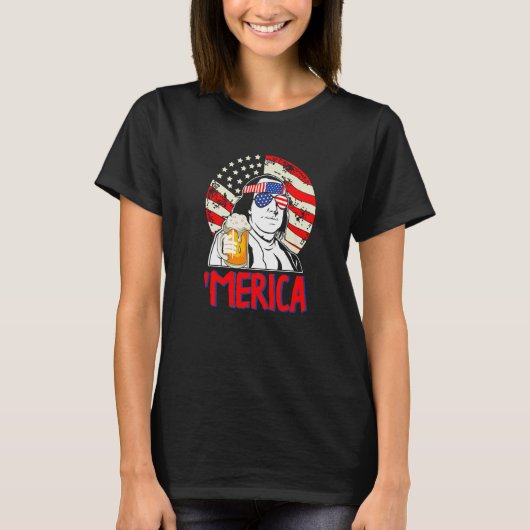 Franklin Merica 4th of July Merica Men Boys Ameri T-Shirt (Vorderseite)