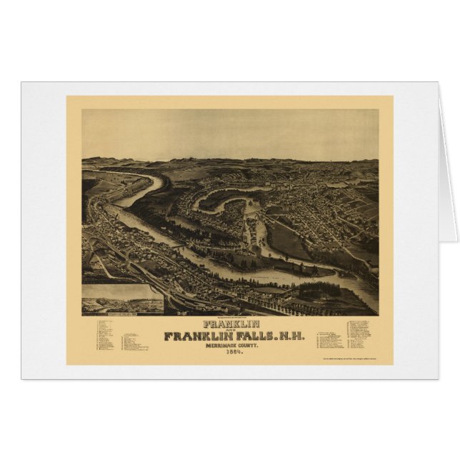 Franklin, panoramische Karte NH - 1884 (Vorderseite (Horizontal))