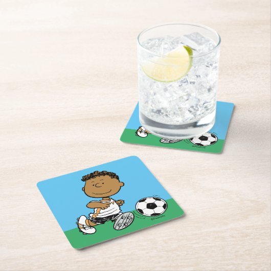 Franklin Playing Soccer Rechteckiger Pappuntersetzer (Vor Ort)