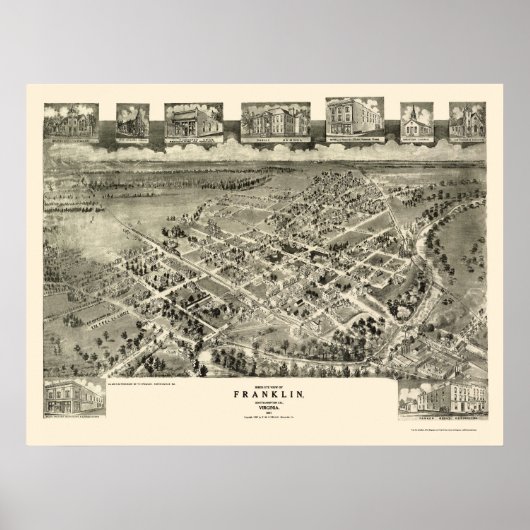 Franklin, VA Panoramic Map - 1907 Poster (Vorne)