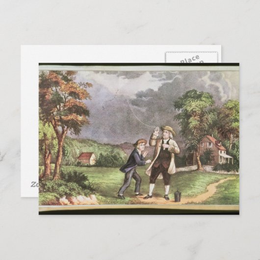 Franklins Experiment im Elektrizitätsbereich Postkarte (Vorne/Hinten)