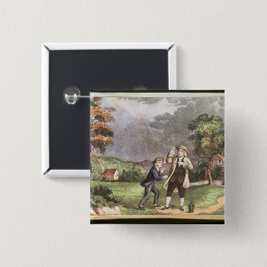 Franklins Experiment im Strom Button (Vorne & Hinten)