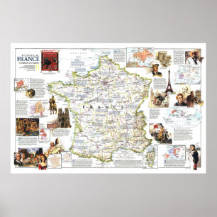 " Frankreich: 1989 Historisches MAP ... Poster