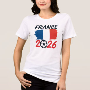 Frankreich 2026 Fußballfan-Design Flaggenfarben Tri-Blend Shirt