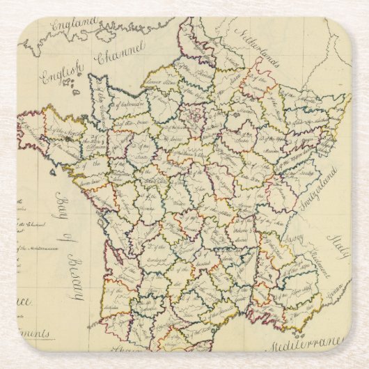 Frankreich-Abteilungen Rechteckiger Pappuntersetzer (Vorderseite)