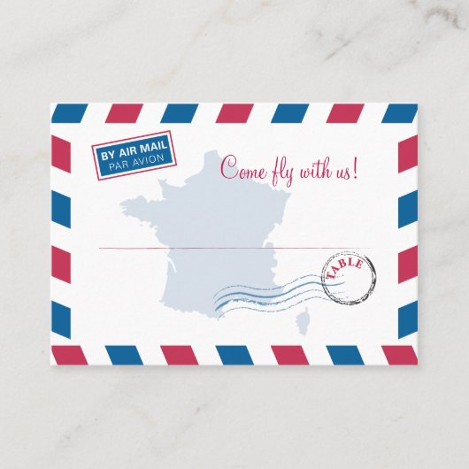 Frankreich Air Mail Escort/Sitzkarte Hochzeit Platzkarte (Vorderseite)