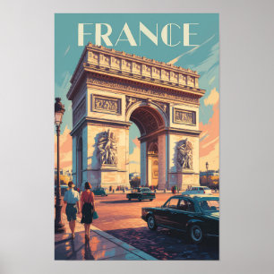Frankreich Arc de Triomphe Reise Kunst Vintage Poster