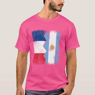 Frankreich Argentinien Flaggen Halb UK Argentinier T-Shirt